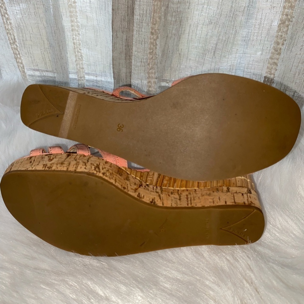 PRADA Sz 6 Bamboo Cork Wedges - Picture 9 of 10